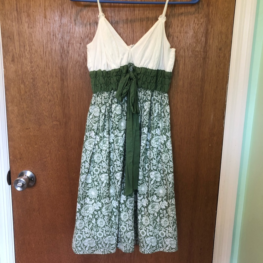 White and Green Dress Floral